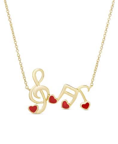 Musical Note Links Necklace: Red