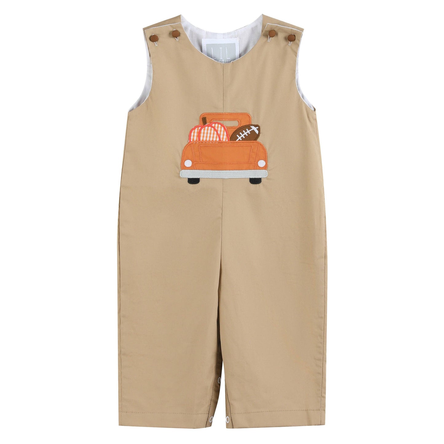 Light Brown Pumpkin Football Truck Overalls