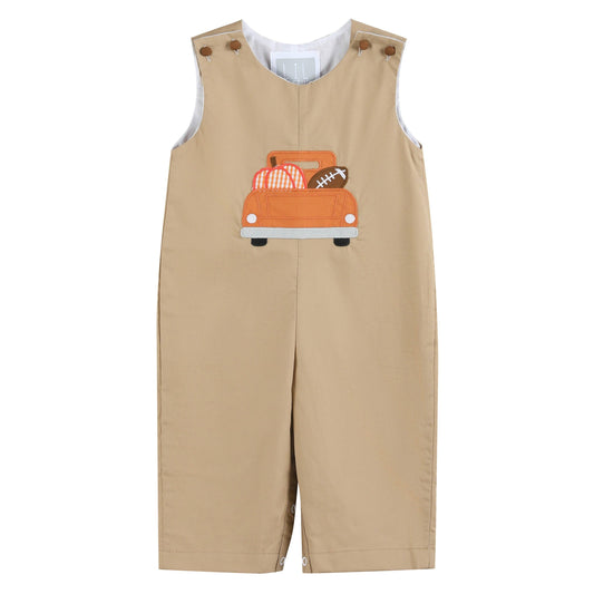 Light Brown Pumpkin Football Truck Overalls
