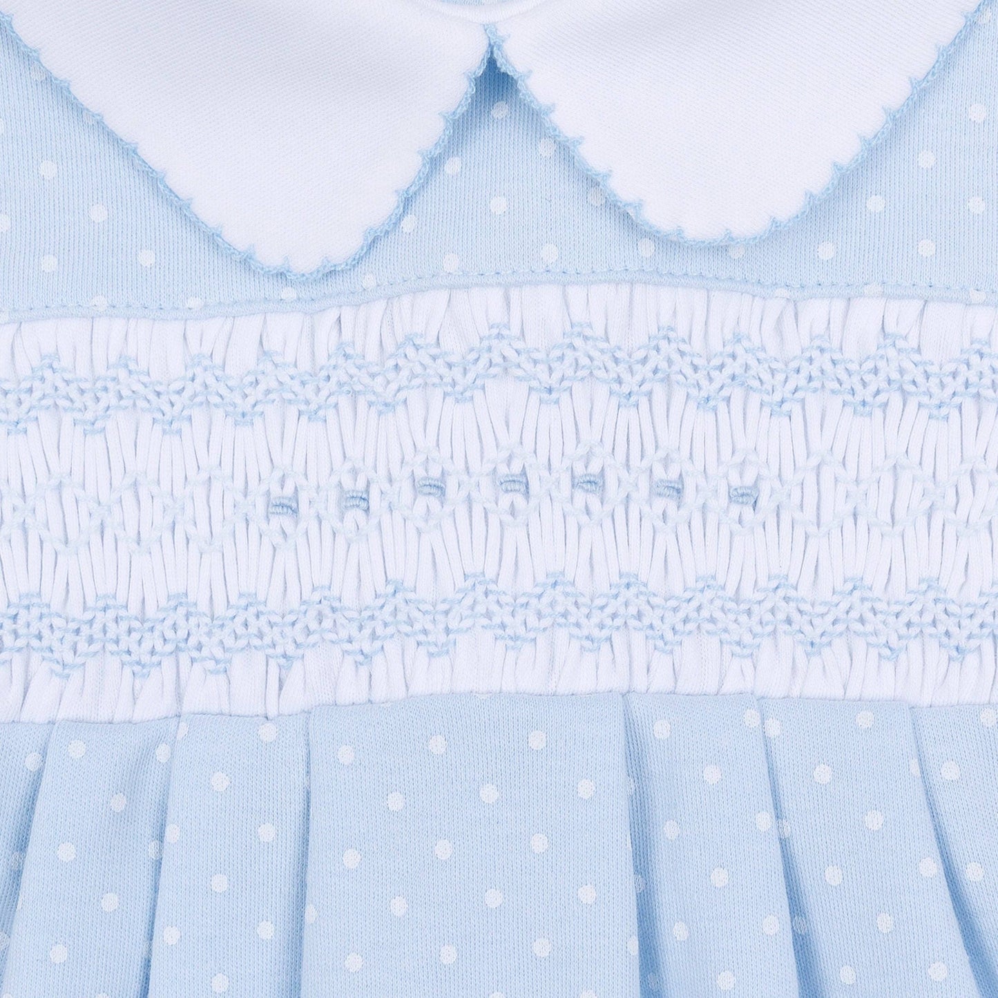 Luca's Classics Smocked Short Sleeve Bubble - Light Blue