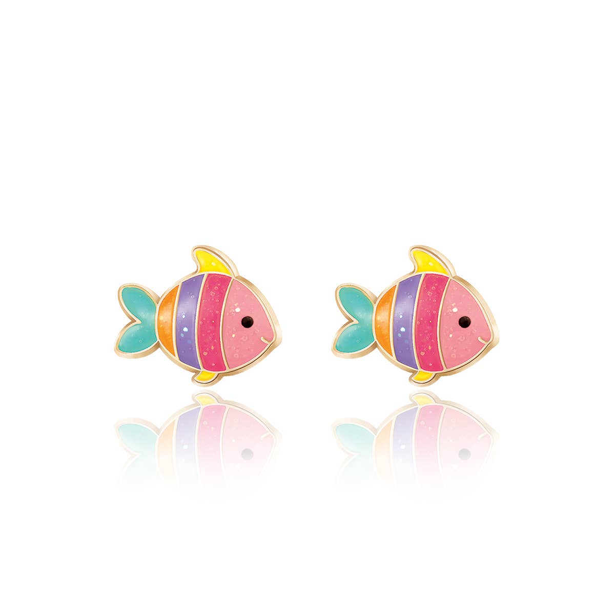 Glitter Rainbow Fish | Cutie Stud Earrings for Kids