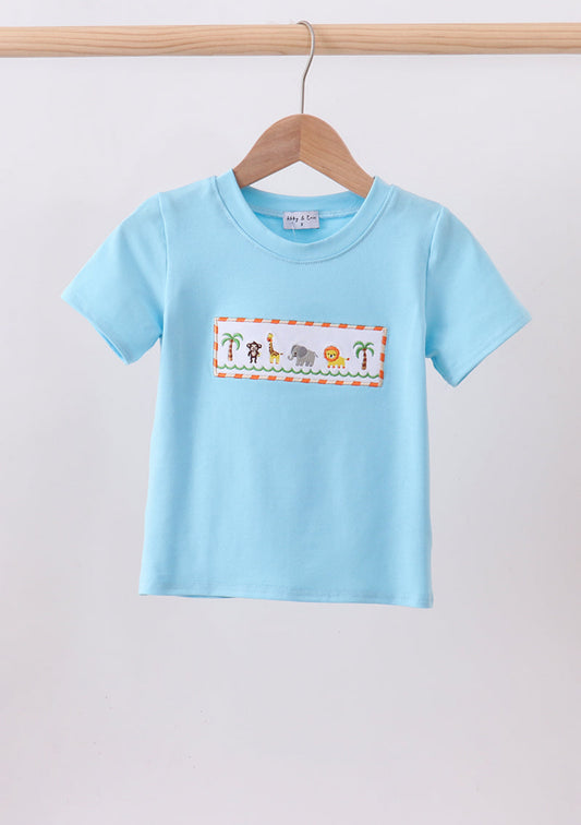 Blue animal embroidery top