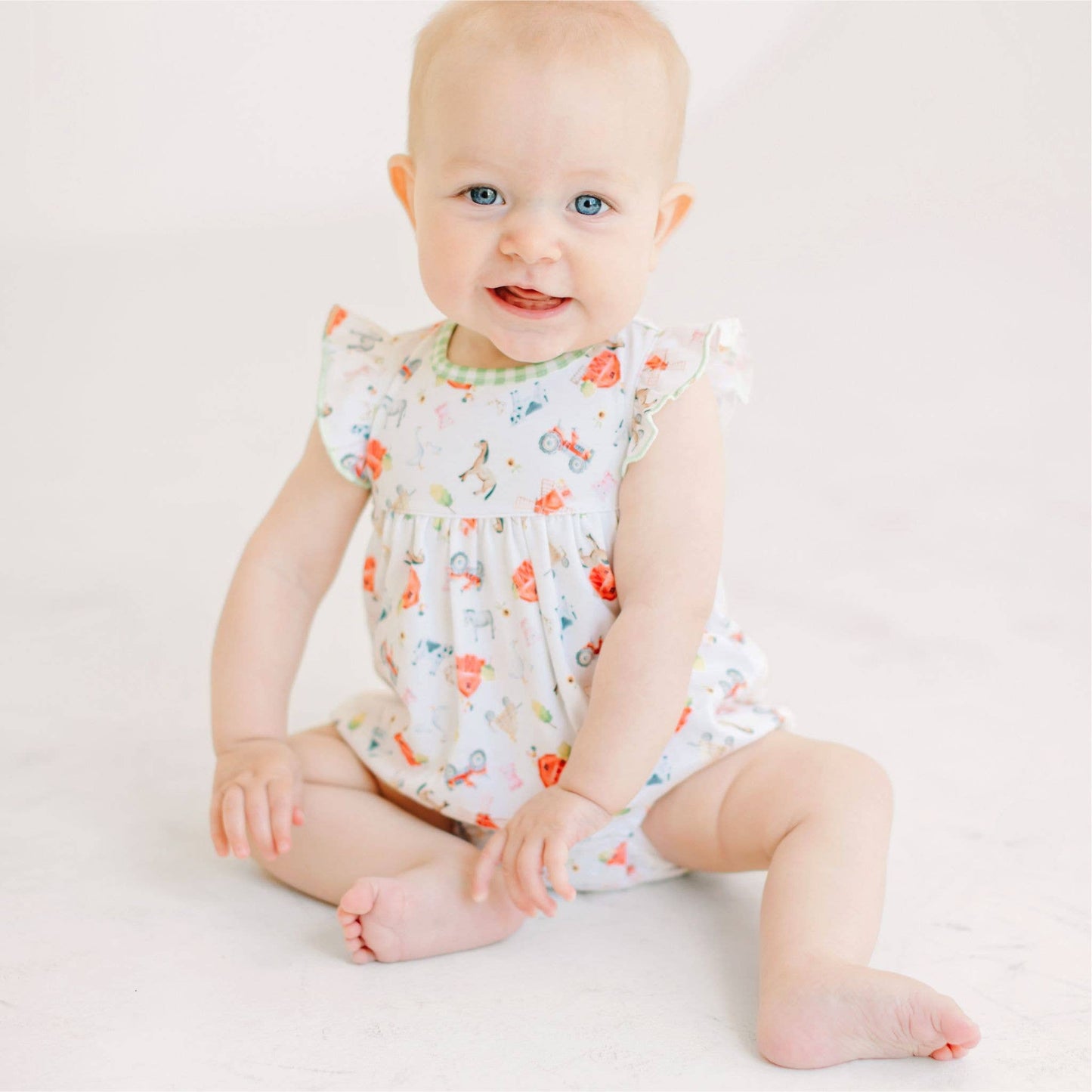 Barnyard Babies Print Ruffle Bubble