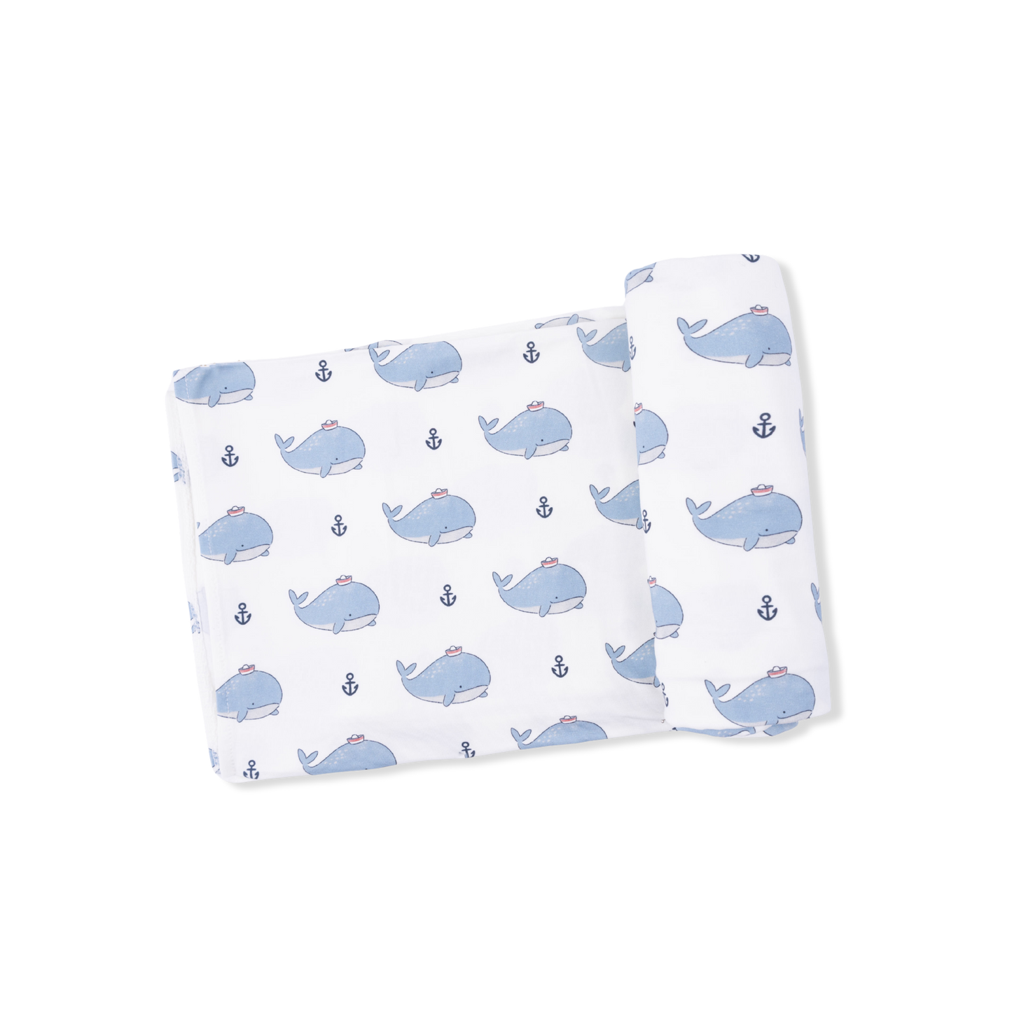 Bubbly Sailor Whales Blue - Swaddle Blanket: 45X45