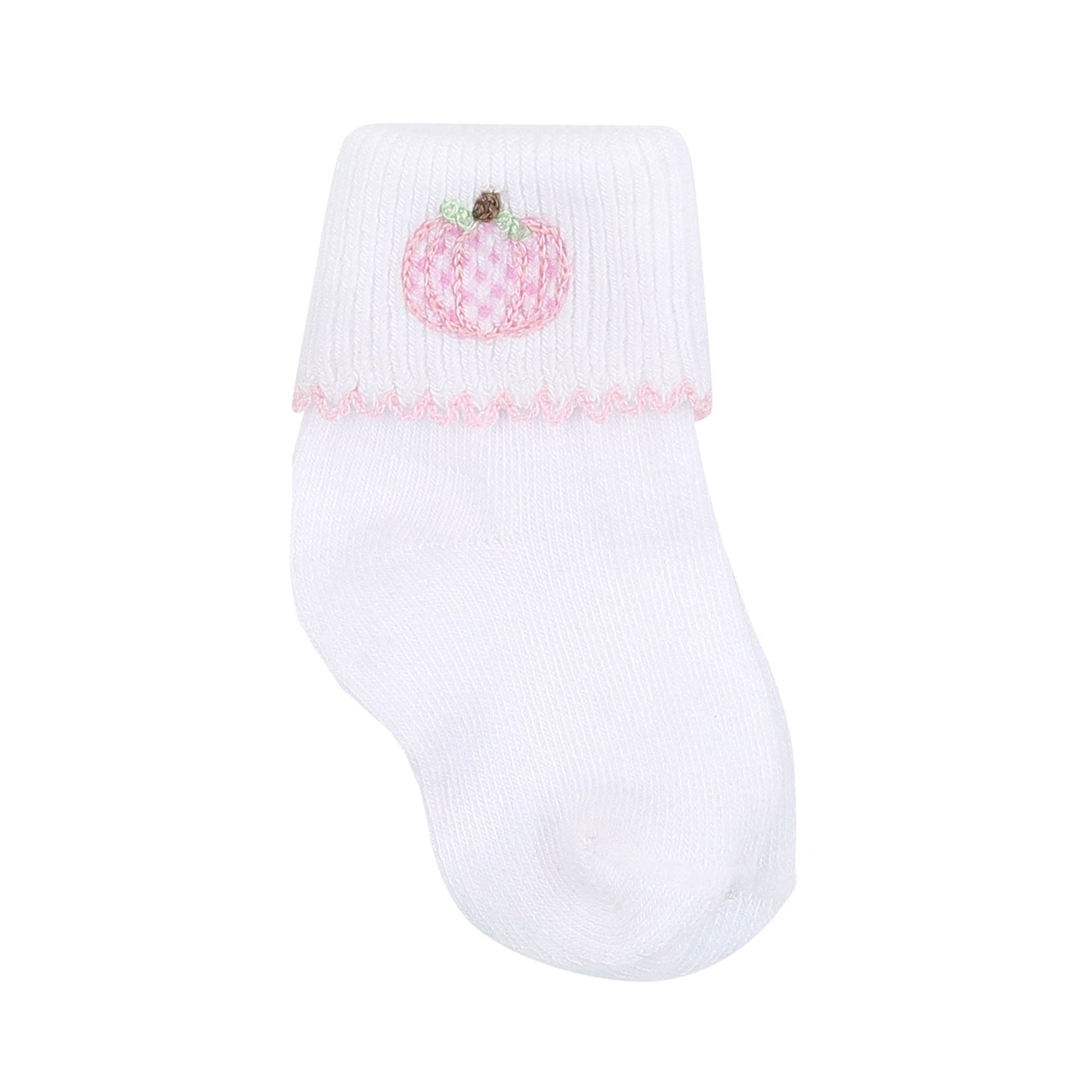 Sweet Pumpkin Pink Embroidered Socks