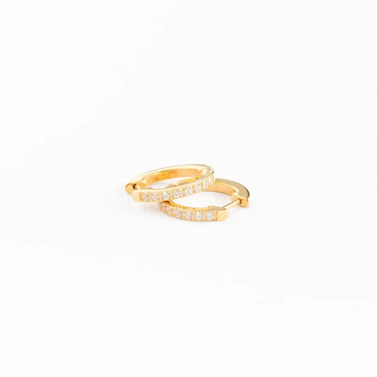 Gem Hoop Earrings - Hypoallergenic, Flat Back, Girl Gift: Gold