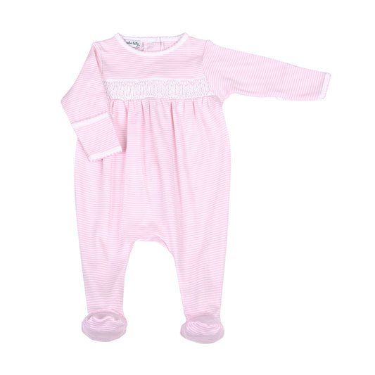 Mini Stripes Smocked Footie - Pink: Pink
