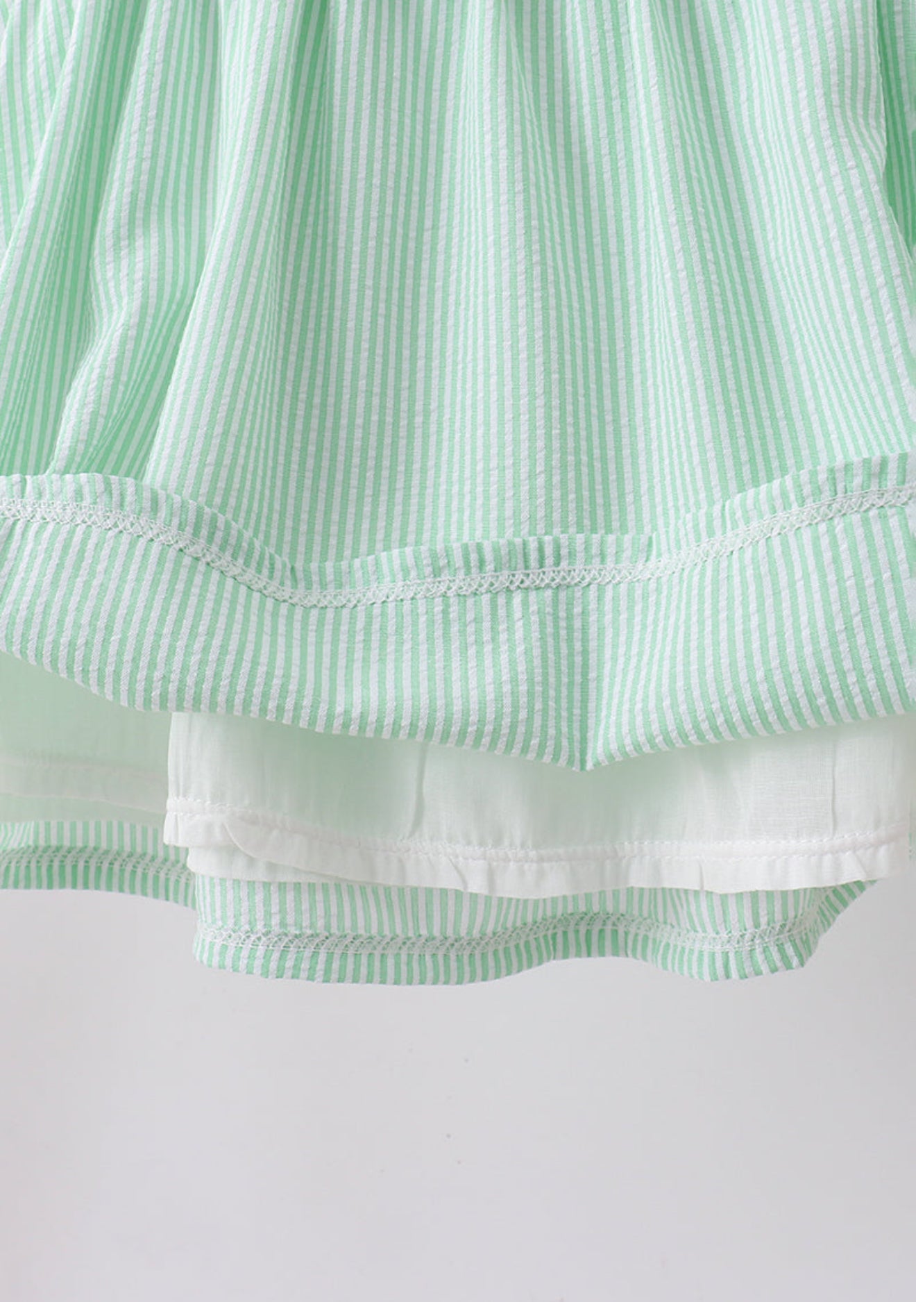 Green watermelon seersucker smocked ruffle dress