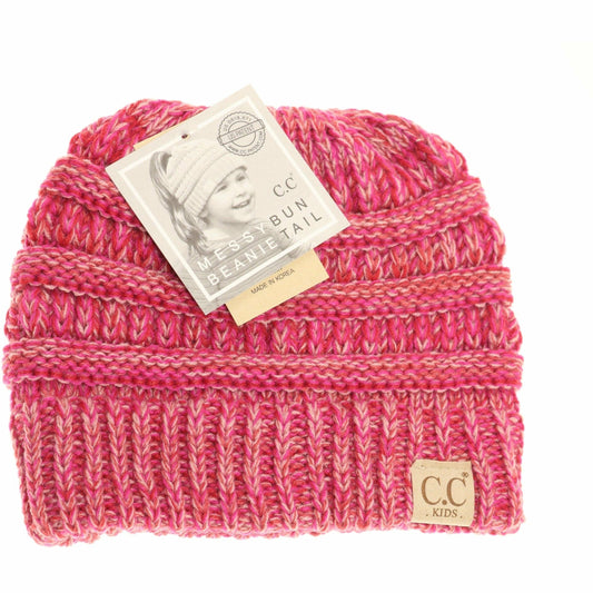 Kids Multi Tone CC Beanie Tail: Hot Pink