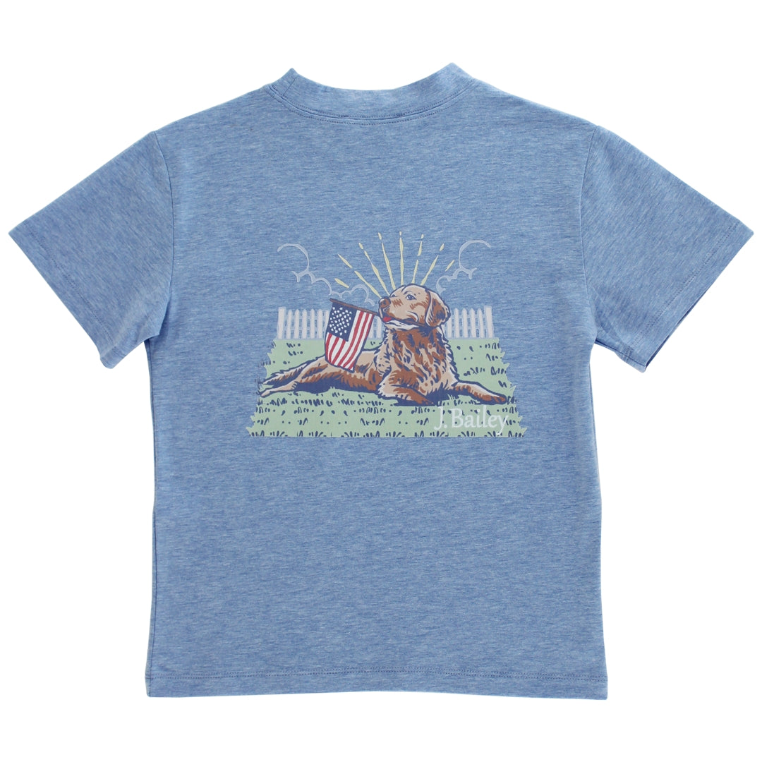 S/S Logo Tee, Retriver on Heathered Blue