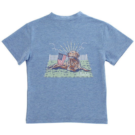 S/S Logo Tee, Retriver on Heathered Blue