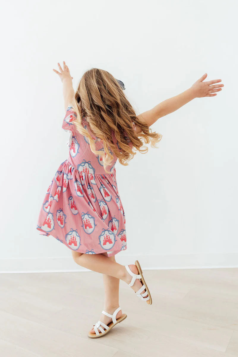 ONCE UPON A CASTLE FLUTTER SLEEVE TWIRL DRESS