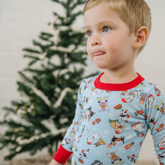 Yappy Christmas Long Pajamas - Blue