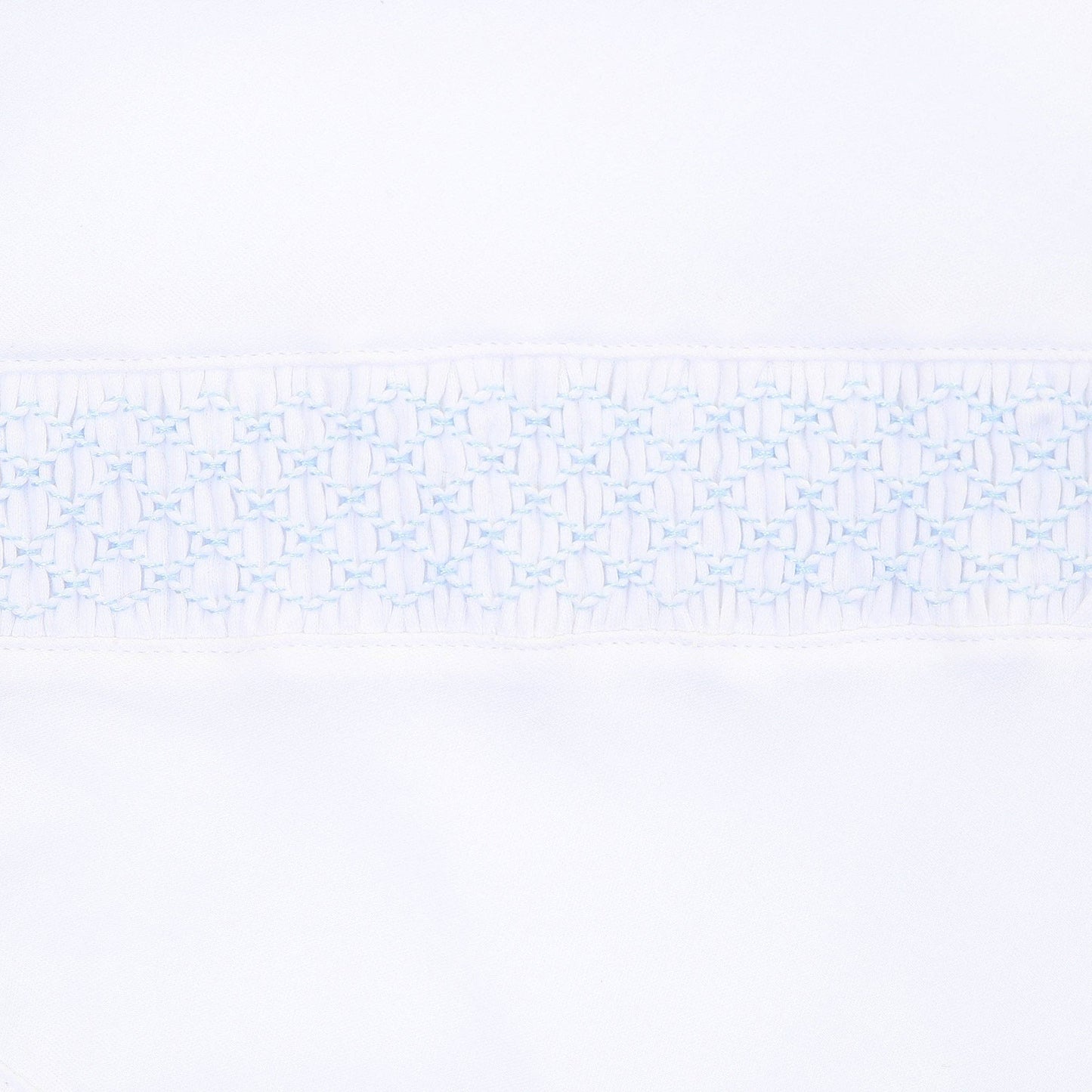 Essentials Smocked White Footie with Blue Trim