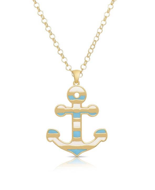 Anchor Pendant: Blue & White Stripe
