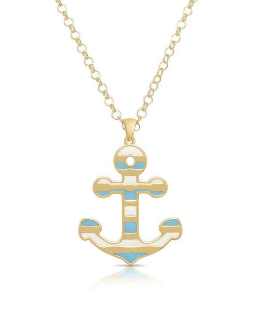 Anchor Pendant: Blue & White Stripe