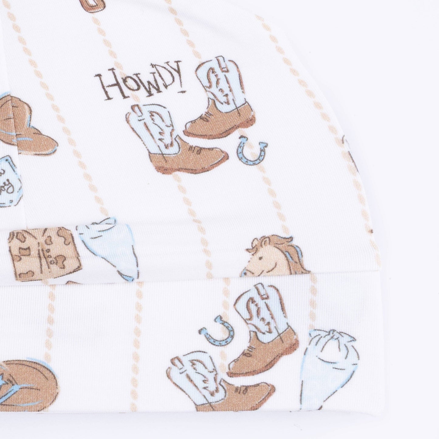 Cowboy Nursery - Lap Shoulder Gown & Beanie Hat: 0-3M