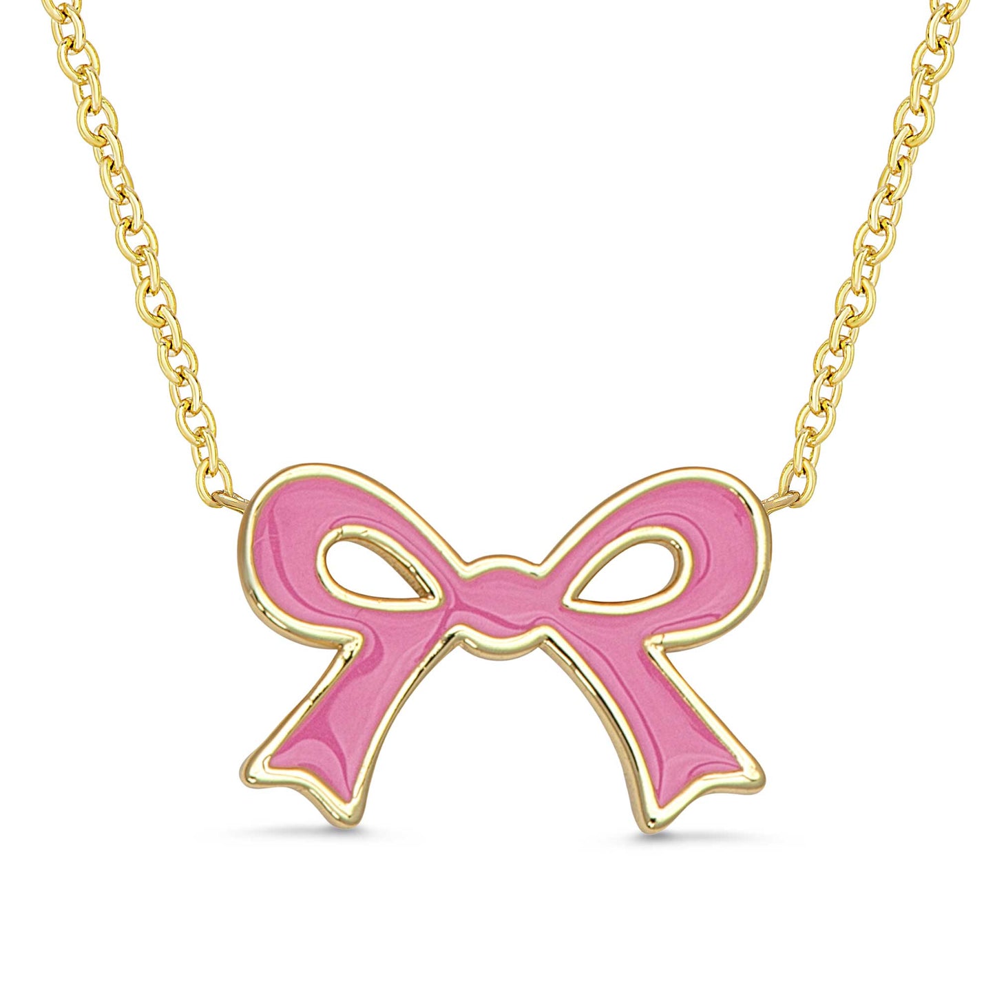 Flat Bow Necklace (Pink)