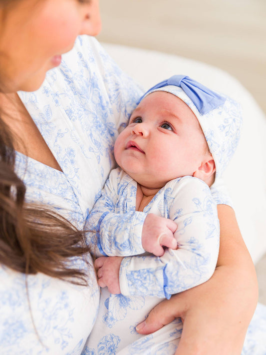 Baby Girls Periwinkle Blue Butterfly Garden Toile Bamboo Viscose Ruffle Knotted Sleep Gown & Hat Set
: Purple