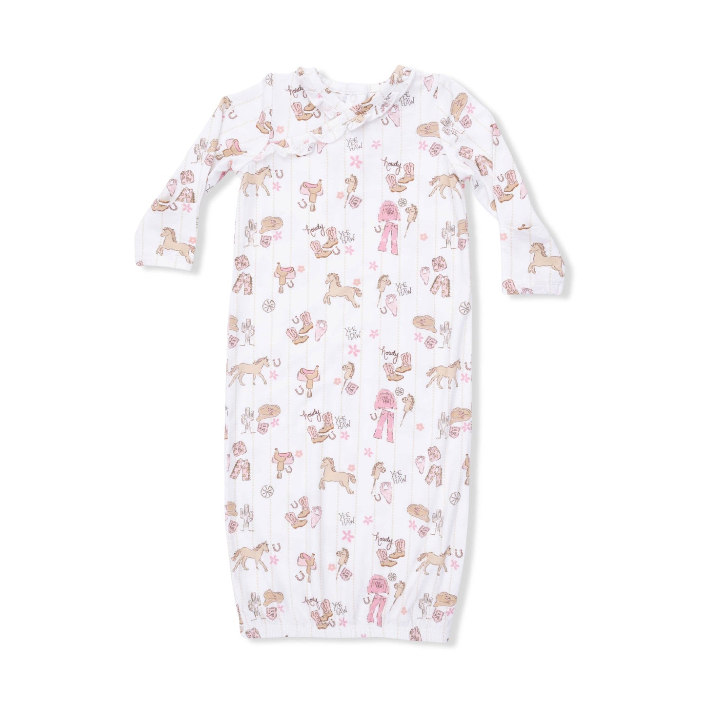 Cowgirl Nursery - Kimono Gown & Ruffle Knotted Hat: 0-3M