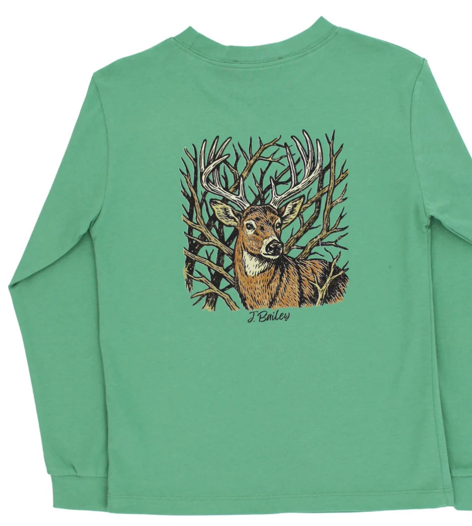 L/S LOGO TEE, BUCK/sage