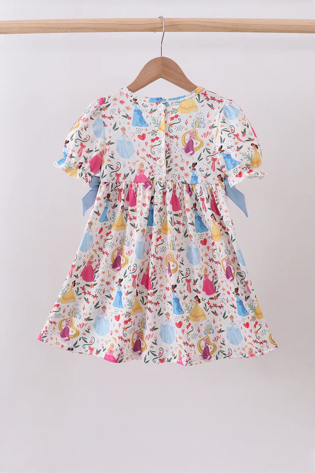 Blue Character embroidery ruffle dress