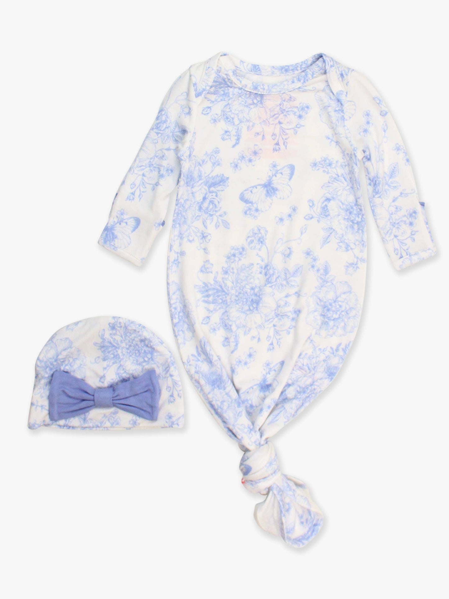 Baby Girls Periwinkle Blue Butterfly Garden Toile Bamboo Viscose Ruffle Knotted Sleep Gown & Hat Set
: Purple