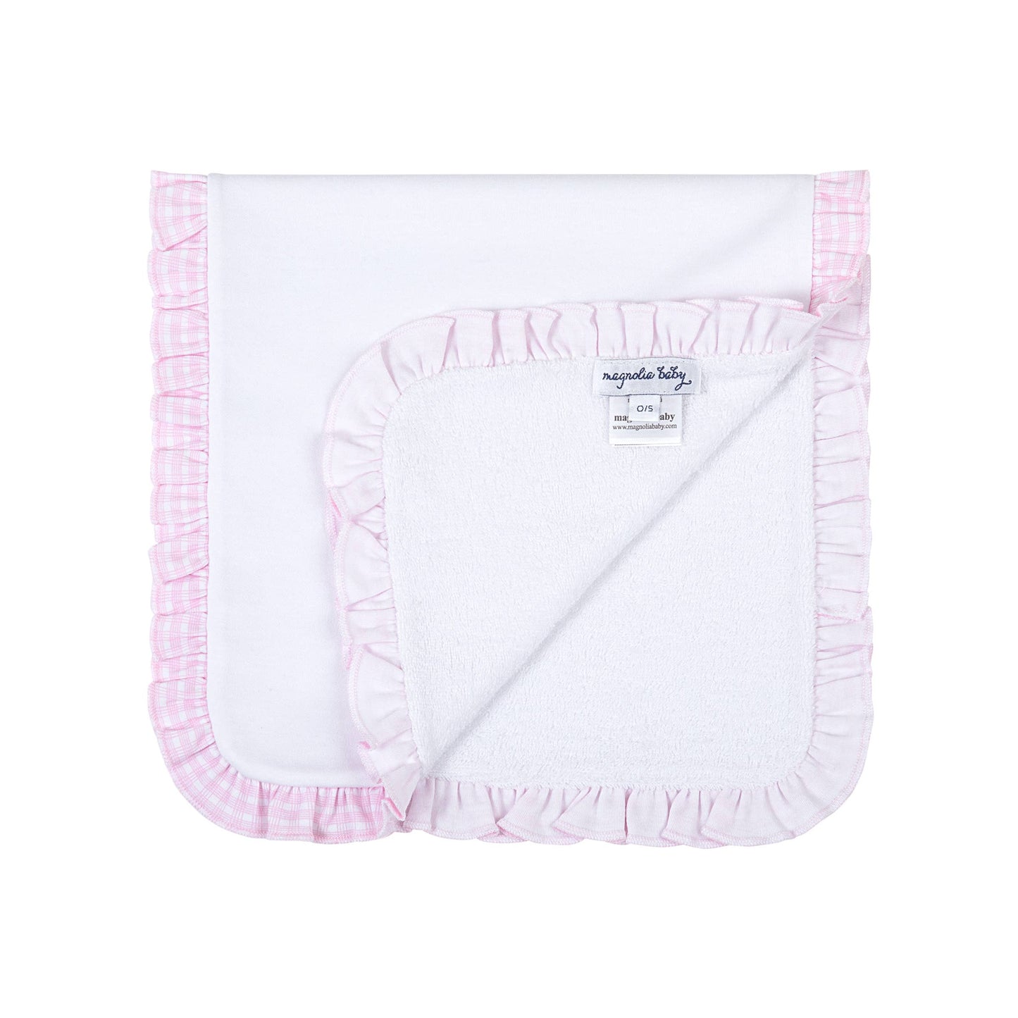 New Beginnings Pink Ruffle Burp Cloth: Pink / O/S