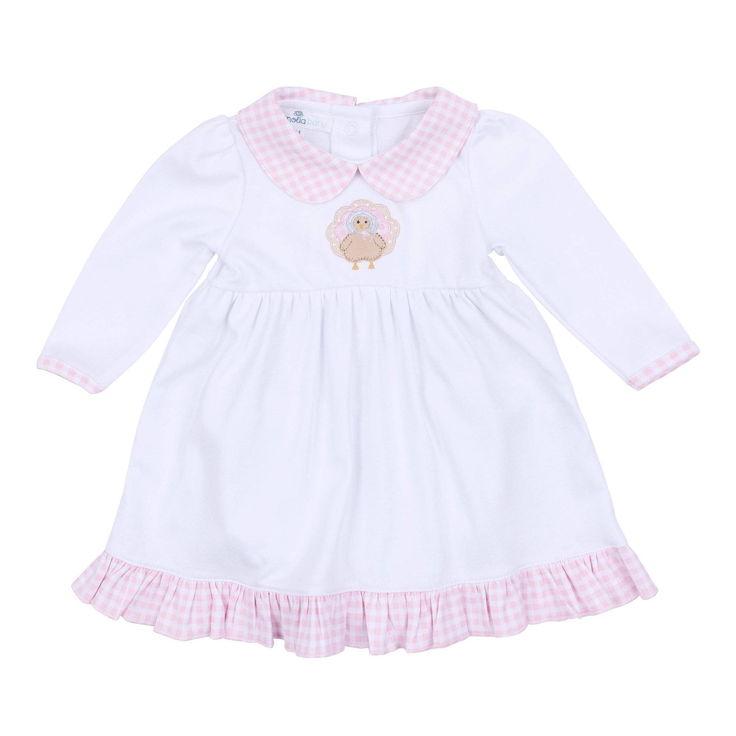 Pilgrim Pals Applique Collared Long Sleeve Dress - Pink