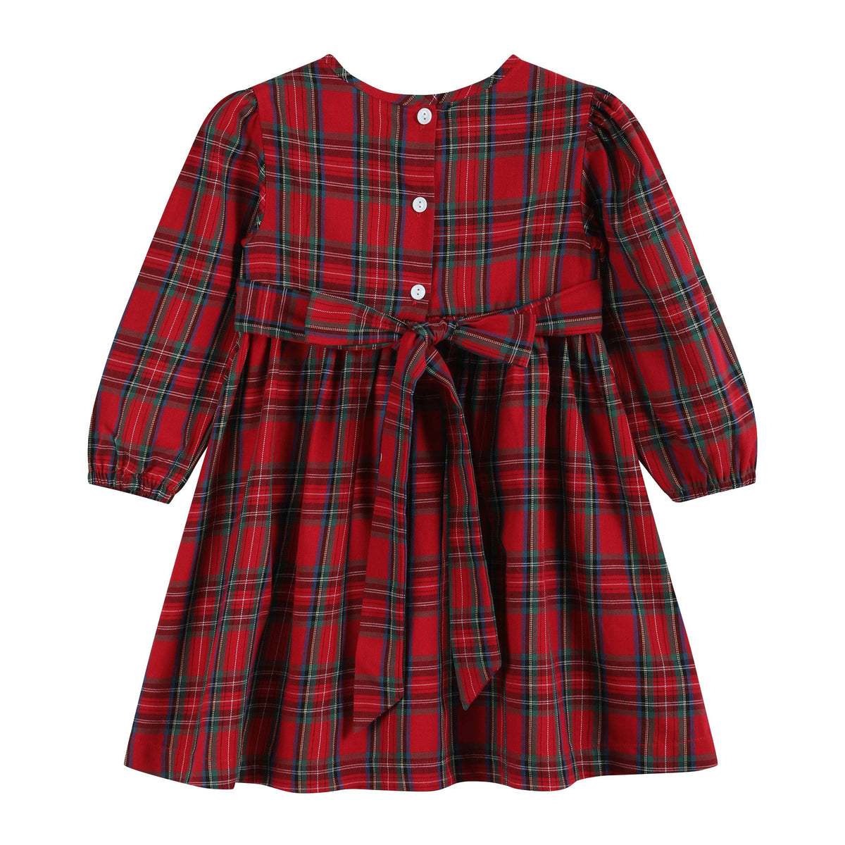Red and Green Christmas Plaid Smocked Dress: Red