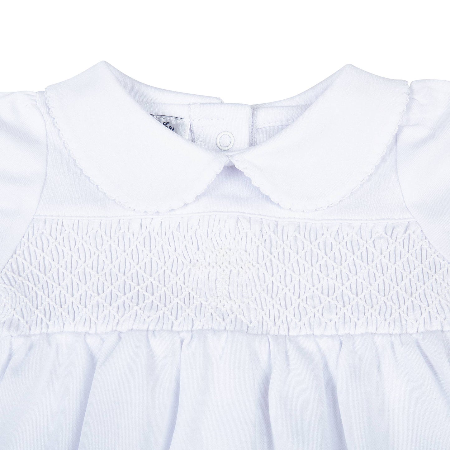 Blessed Smocked Collared S/S Unisex Bubble - White: White
