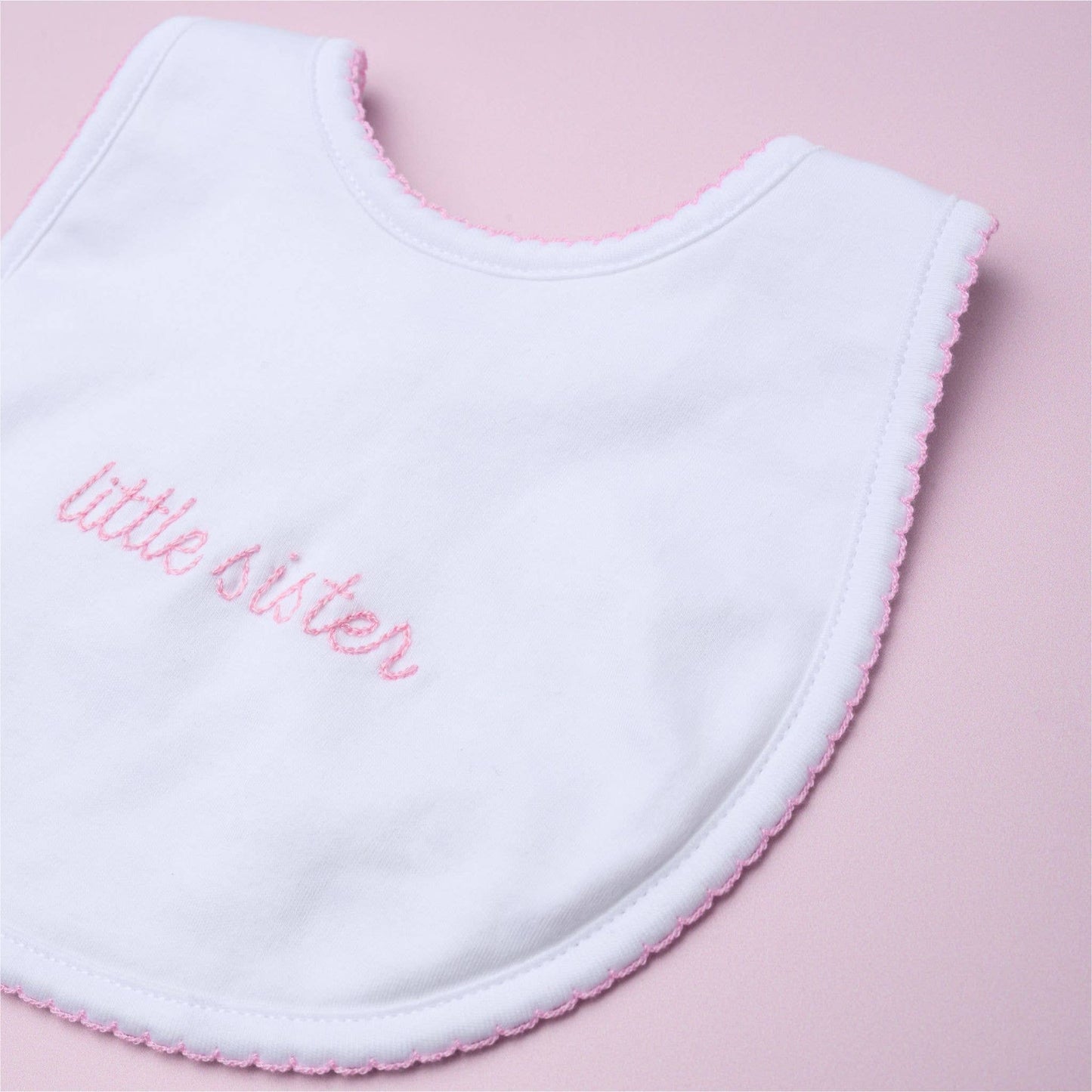 Little Sister Embroidered Bib: One Size