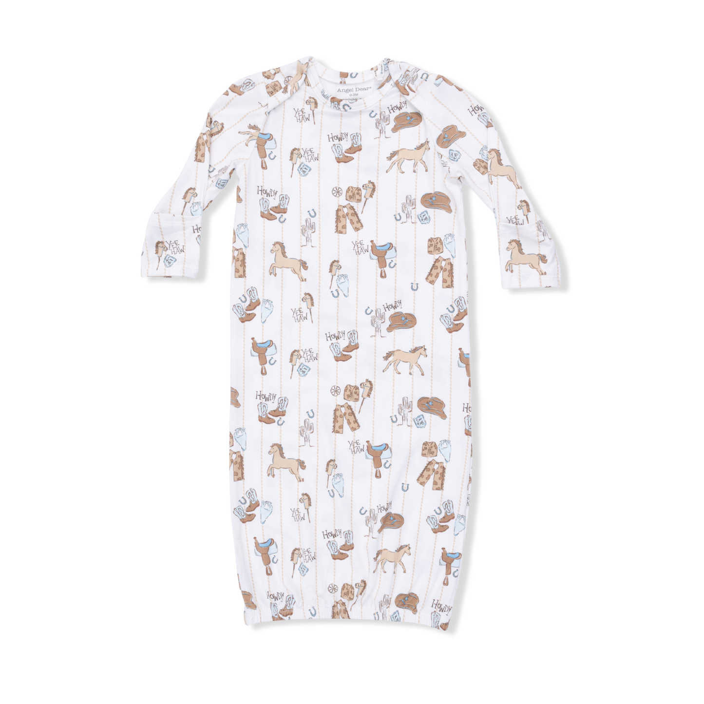 Cowboy Nursery - Lap Shoulder Gown & Beanie Hat: 0-3M