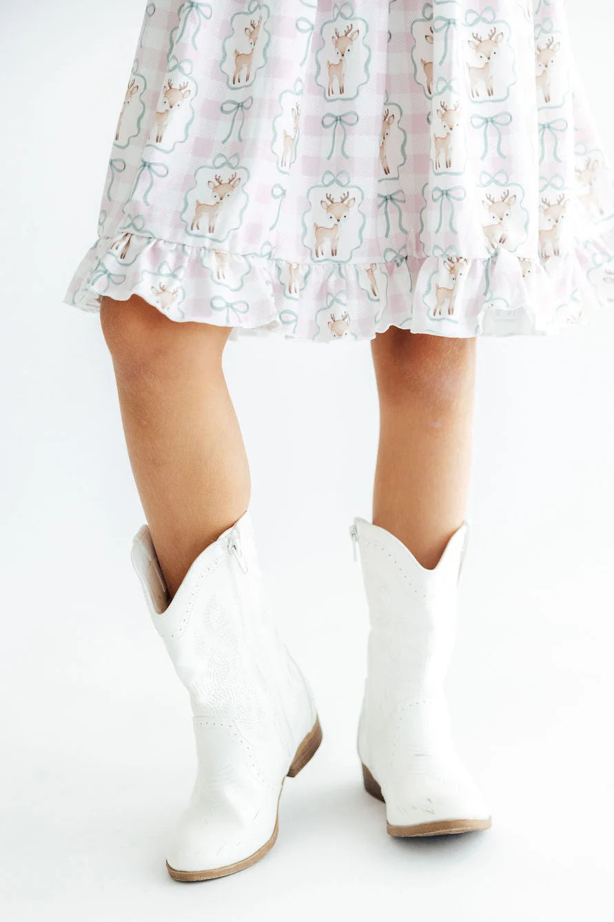 WOODLAND WHIMSY L/S RUFFLE HEM TWIRL DRESS