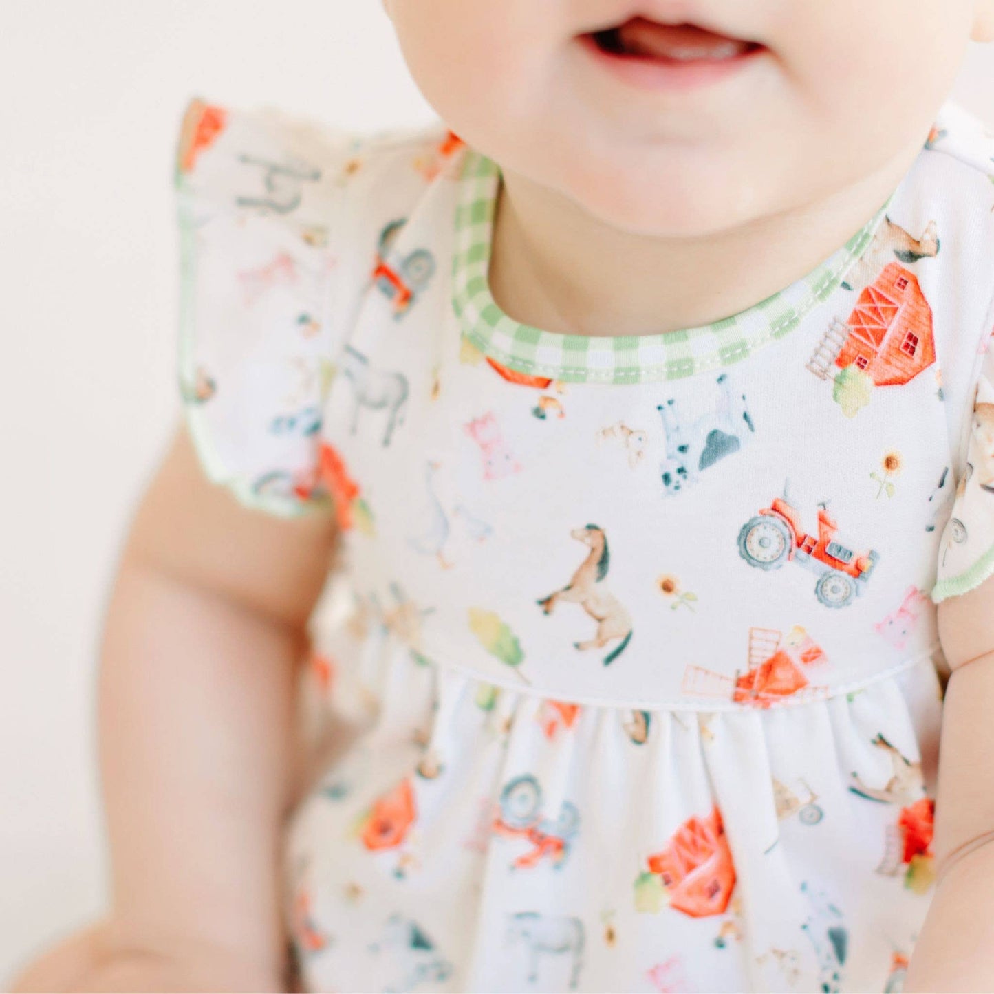 Barnyard Babies Print Ruffle Bubble