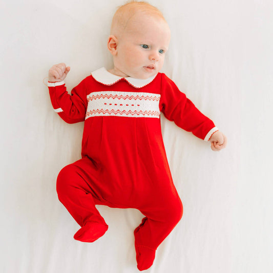 Chris Classics Smocked Unisex Footie - Red