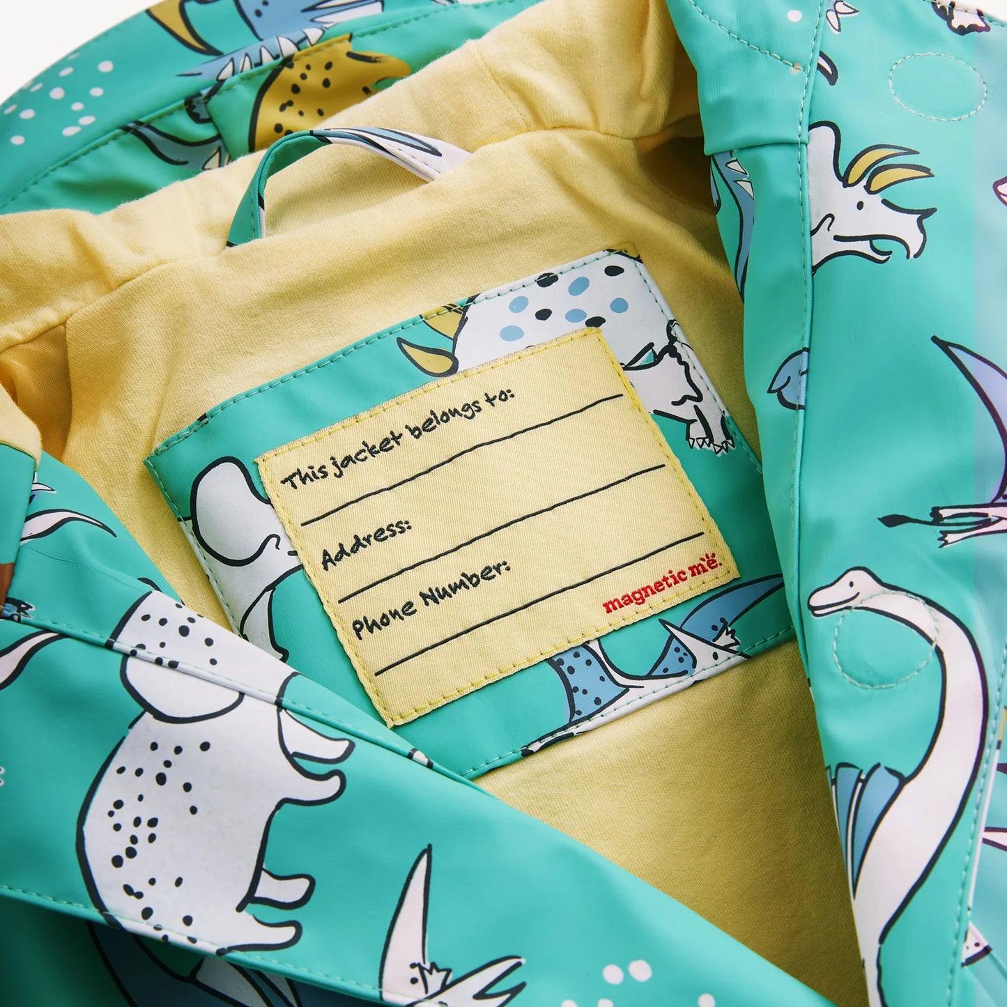 Allover Dino color changing Magnetic Toddler raincoat