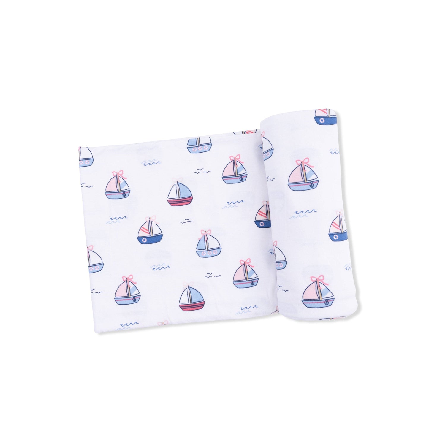Bubbly Sailboats Pink - Swaddle Blanket: 45X45