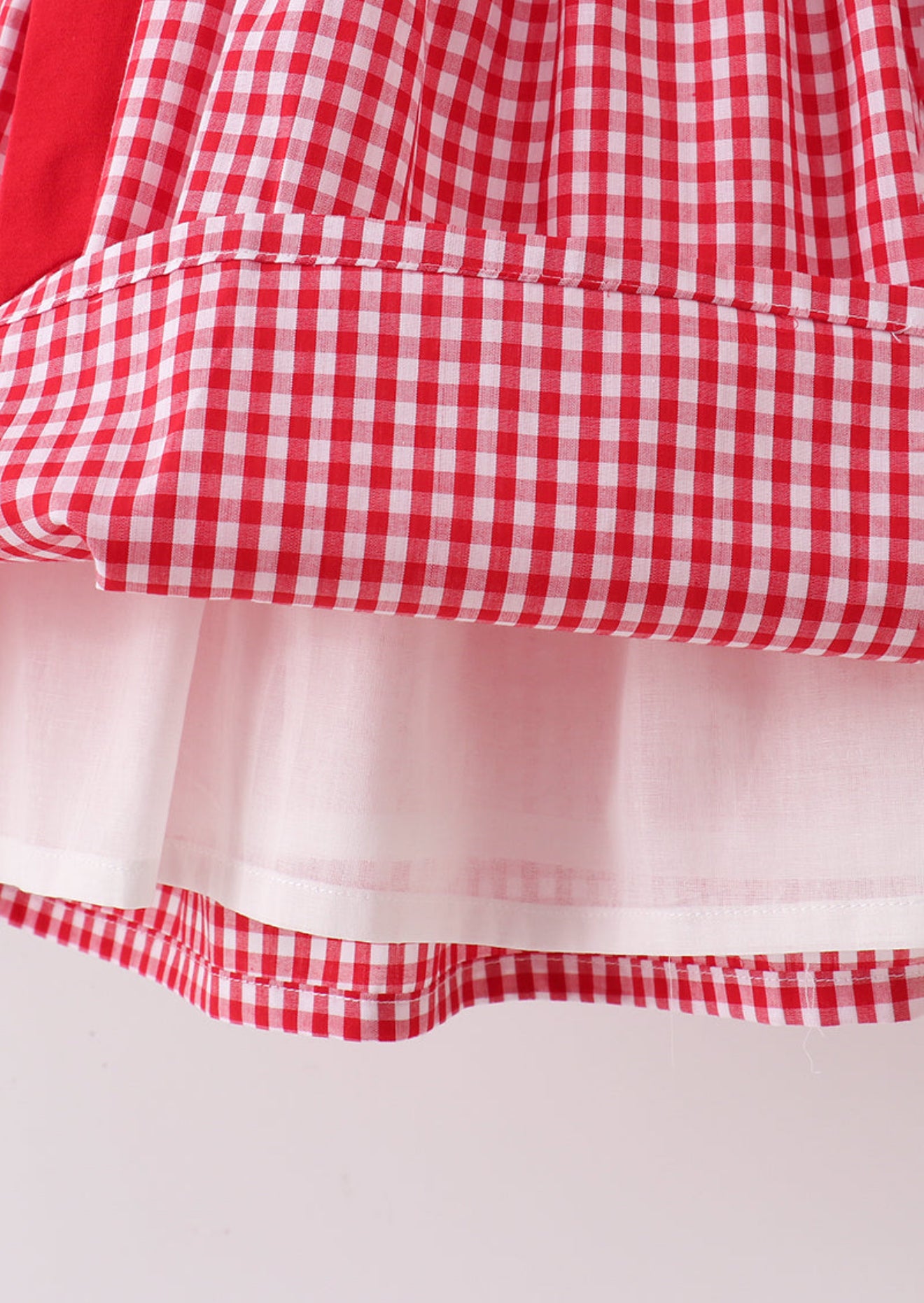 Red Apple Bow Smocked Gingham Dress