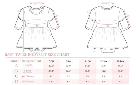 Ribbons & Roses 3/4 Sleeve Twirl Flutter Bodysuit