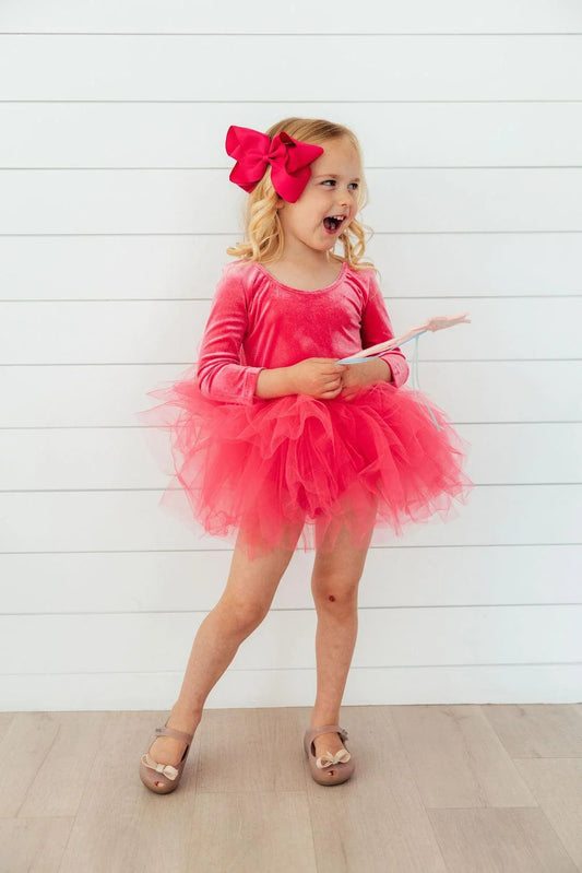 Magenta Velvet L/S Tutu Leotard. Last one!