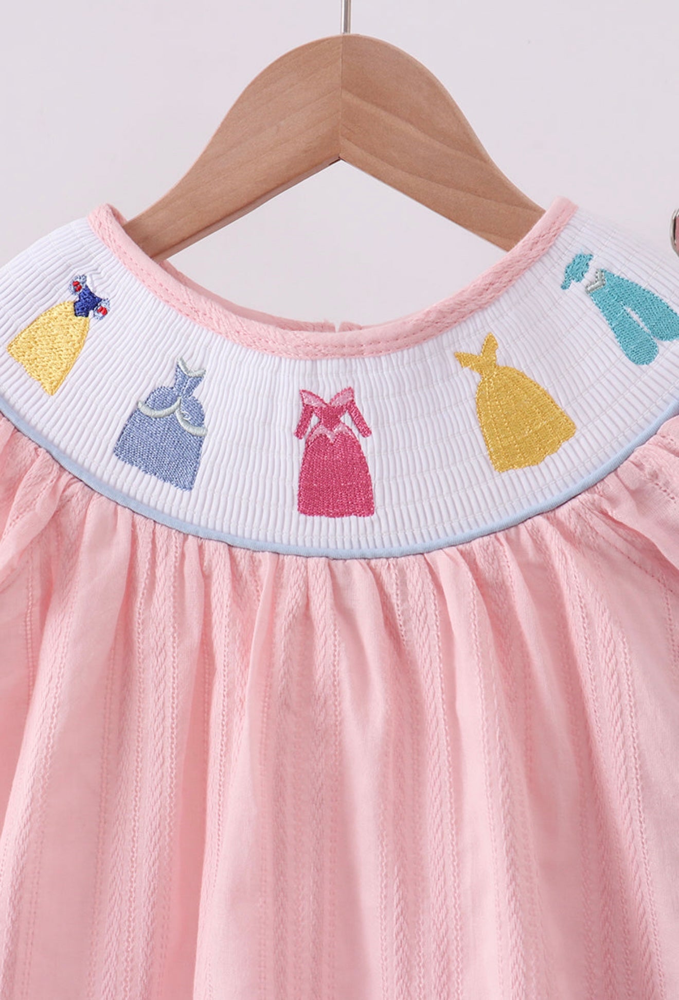 Pink princess smocked ruffle shorts set