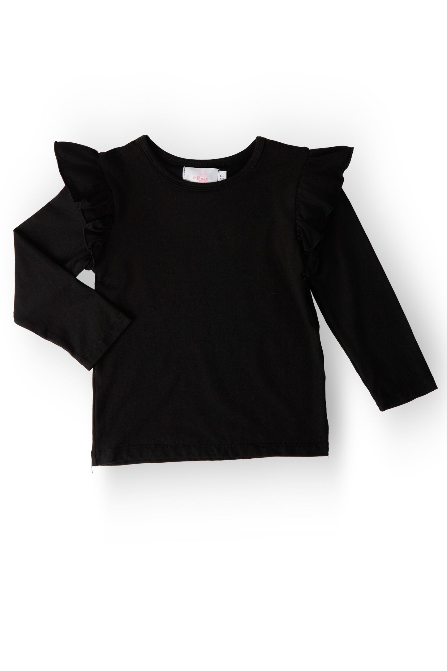 Black L/S Ruffle Tee