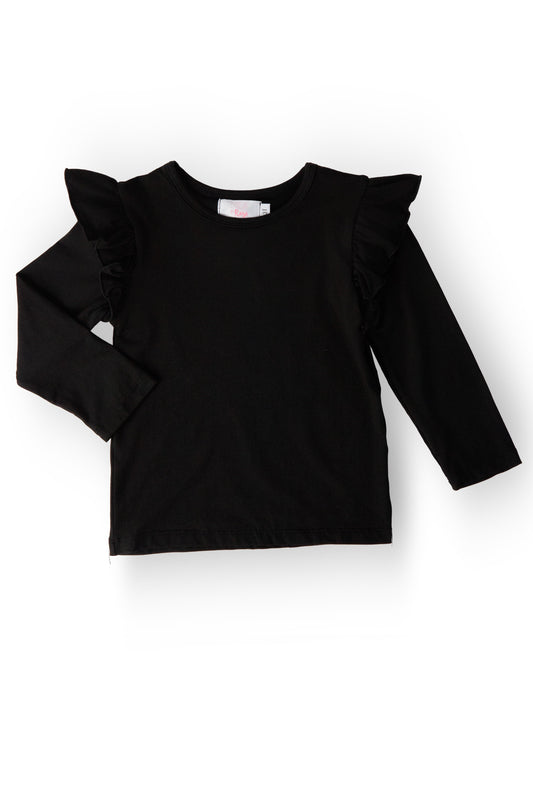 Black L/S Ruffle Tee