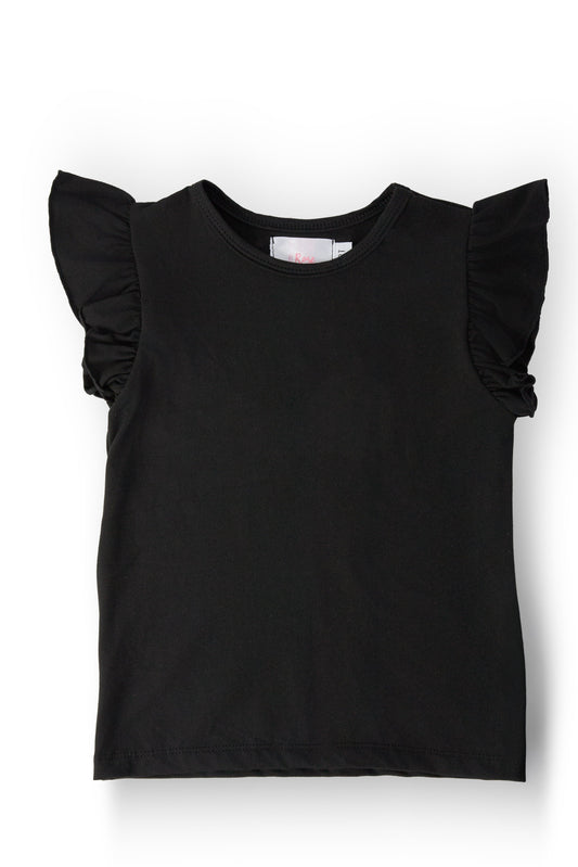 Black S/S Ruffle Tee
