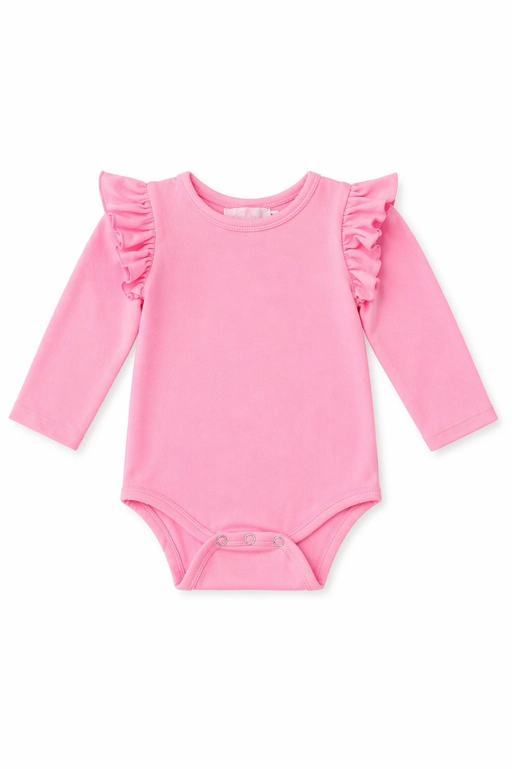 Bubblegum Pink L/S Flutter Bodysuit