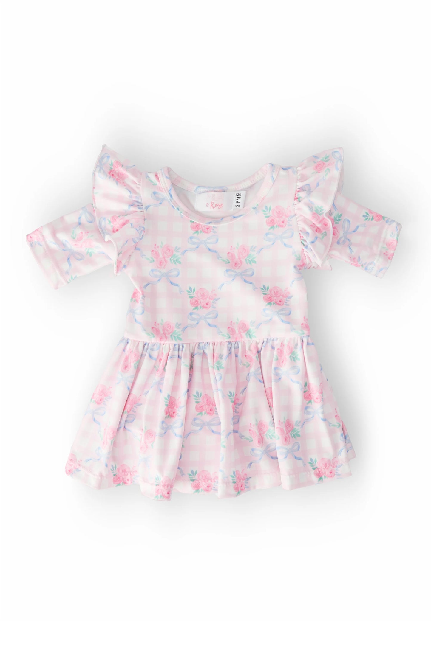 Ribbons & Roses 3/4 Sleeve Twirl Flutter Bodysuit