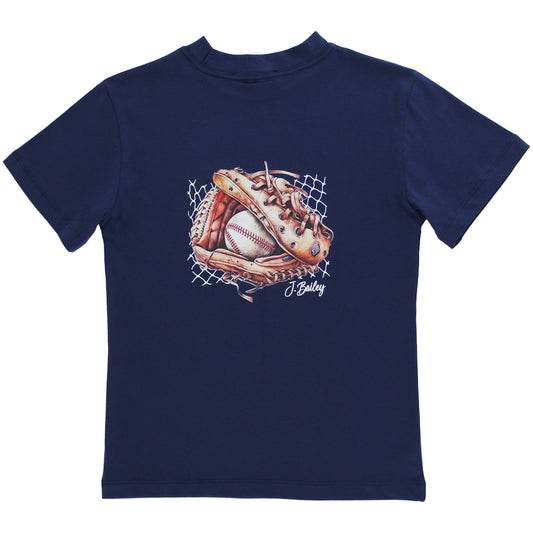 S/S Logo Tee, Baseball on Navy