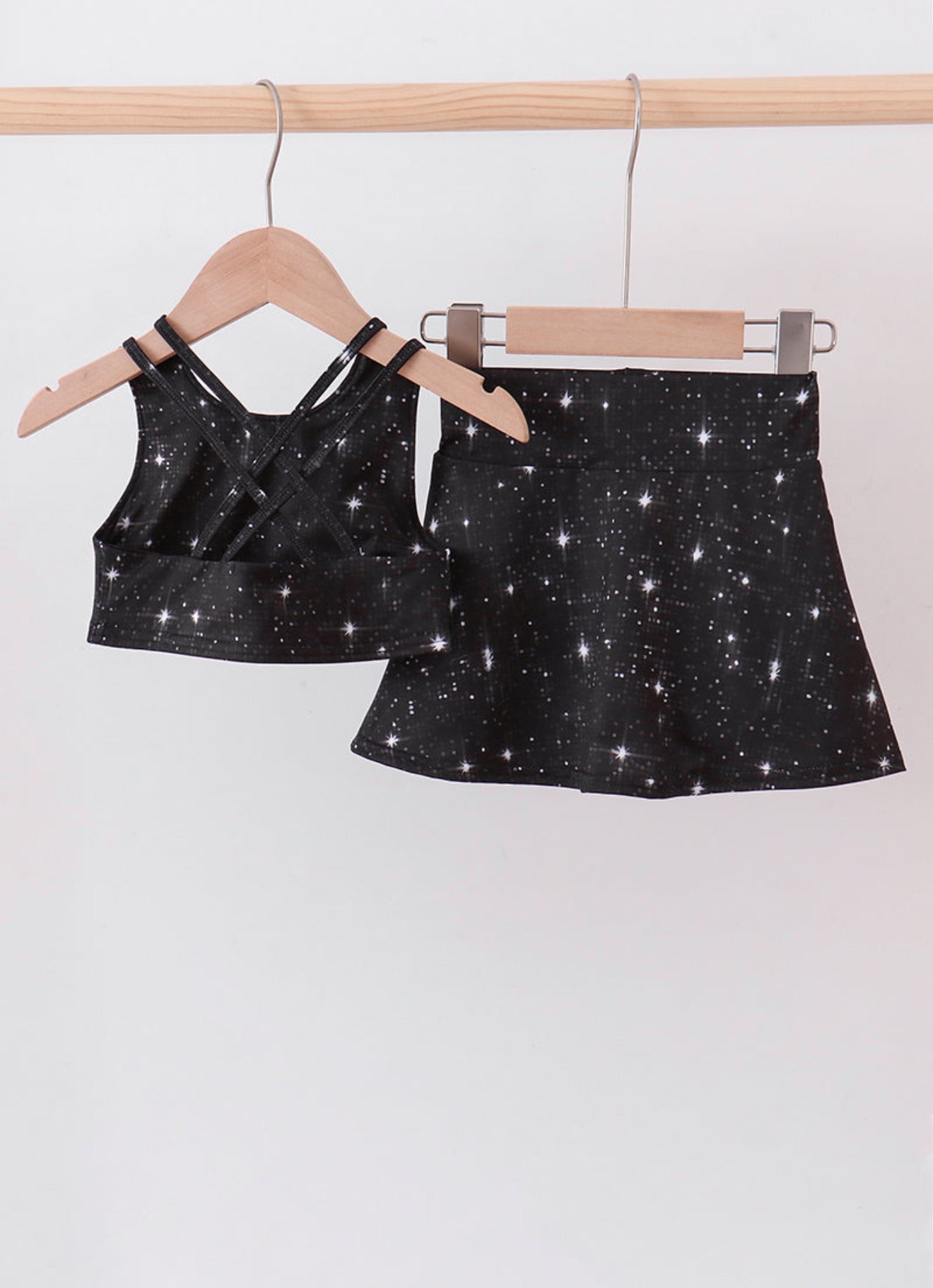 Black Glitter Skort Set