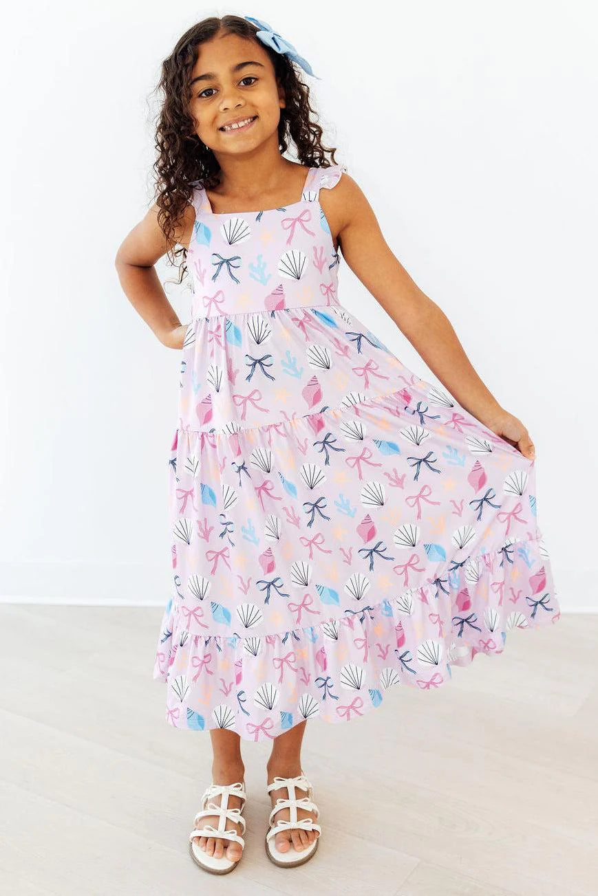 BEACHSIDE BOWS RUFFLE MAXI DRESS